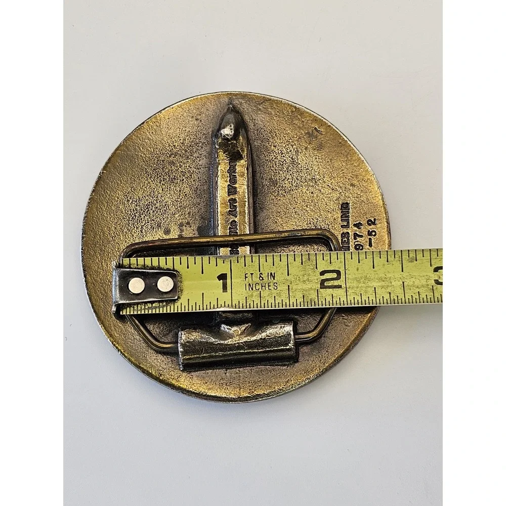 1974 James Lind Wyoming Studio Art Works Sea Serpent Compass Rose‎ Belt Buckle